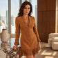 Women's Ruffle Sleeve Fringe Dress