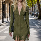 Women's Ruffle Sleeve Fringe Dress
