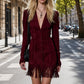Women's Ruffle Sleeve Fringe Dress