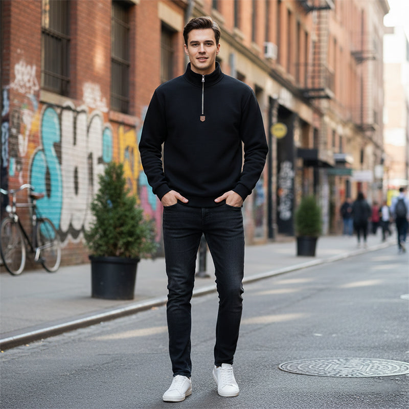 Men's Stand Collar Quarter-Zip Pullover