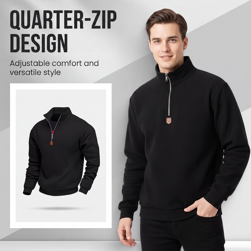 Men's Stand Collar Quarter-Zip Pullover