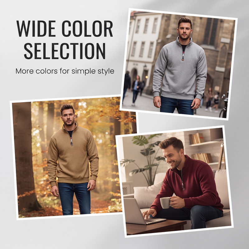 Men's Stand Collar Quarter-Zip Pullover