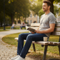 Men's Warm Lined Straight-Leg Jeans