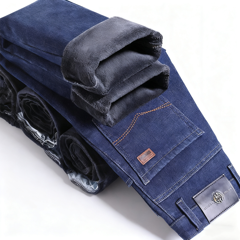 Men's Warm Lined Straight-Leg Jeans
