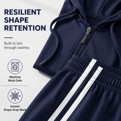Women's Striped Zip-Up Hoodie & Pants Set