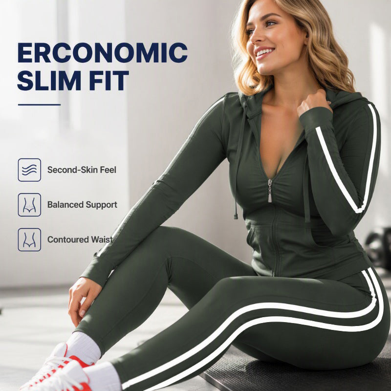 ⌛Limited-Time Offer-Women's Striped Zip-Up Hoodie & Pants Set