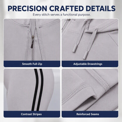 Women's Striped Zip-Up Hoodie & Pants Set