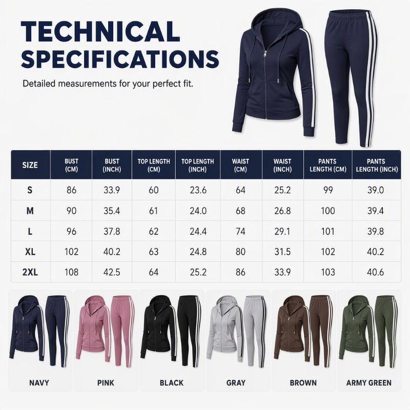 Women's Striped Zip-Up Hoodie & Pants Set