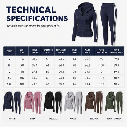 Women's Striped Zip-Up Hoodie & Pants Set