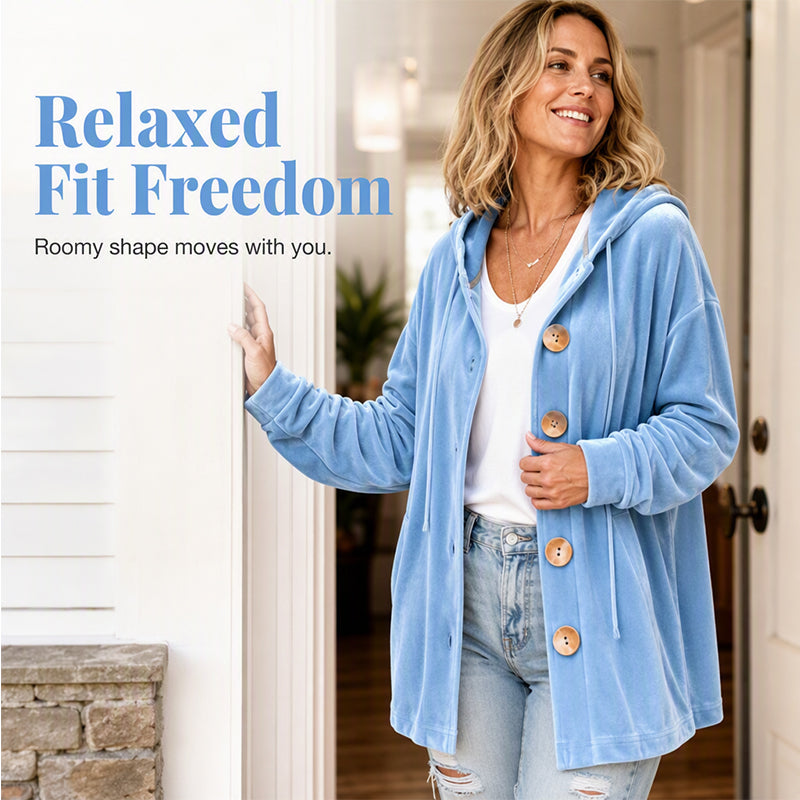 Women’s Loose Velvet Hooded Cardigan