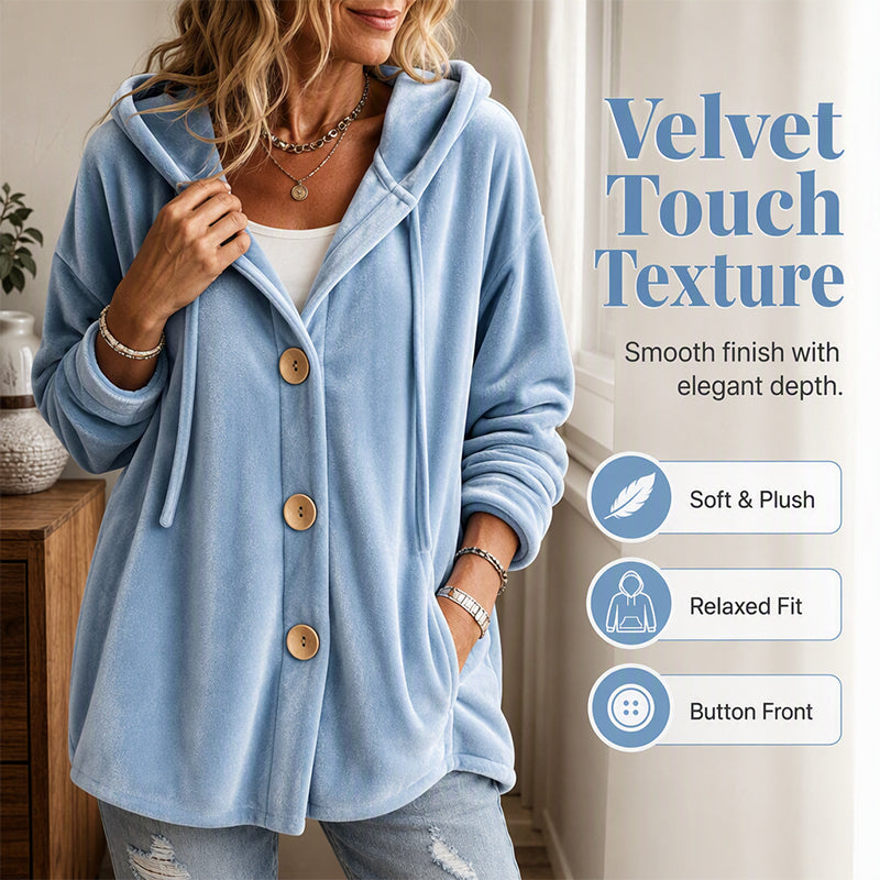 Women’s Loose Velvet Hooded Cardigan