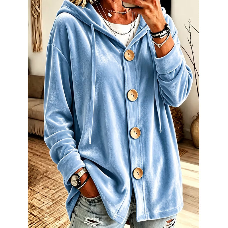 Women’s Loose Velvet Hooded Cardigan