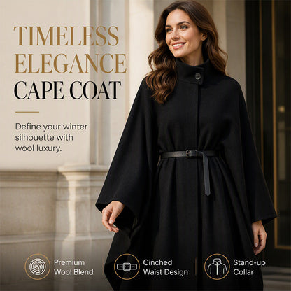 Women’s Elegant Stand-Collar Cape Coat