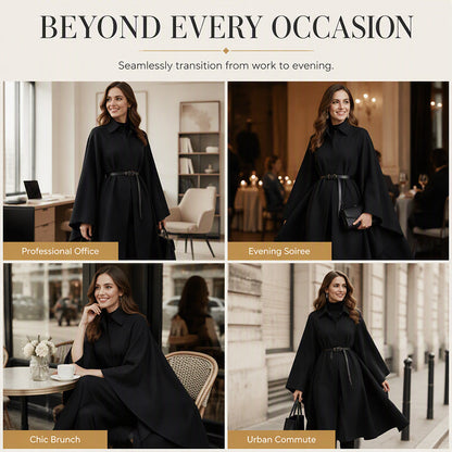 Women’s Elegant Stand-Collar Cape Coat