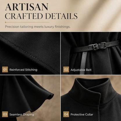 Women’s Elegant Stand-Collar Cape Coat