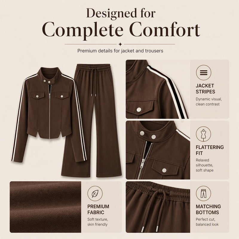 Women's Casual Sporty Contrast Stripe Set