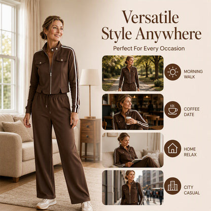 Women's Casual Sporty Contrast Stripe Set