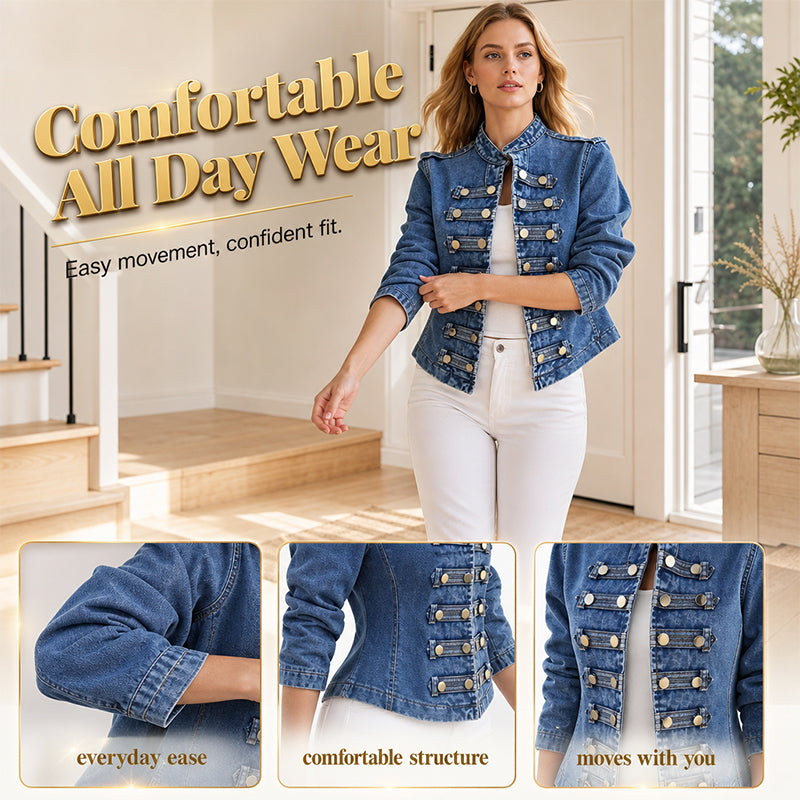 Women's Vintage Symmetrical Button Denim Jacket