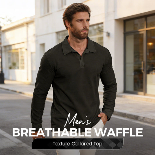 ⌛Limited-Time Offer-Men's Breathable Waffle Texture Collared Top