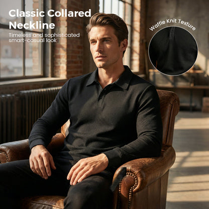 ⌛Limited-Time Offer-Men's Breathable Waffle Texture Collared Top