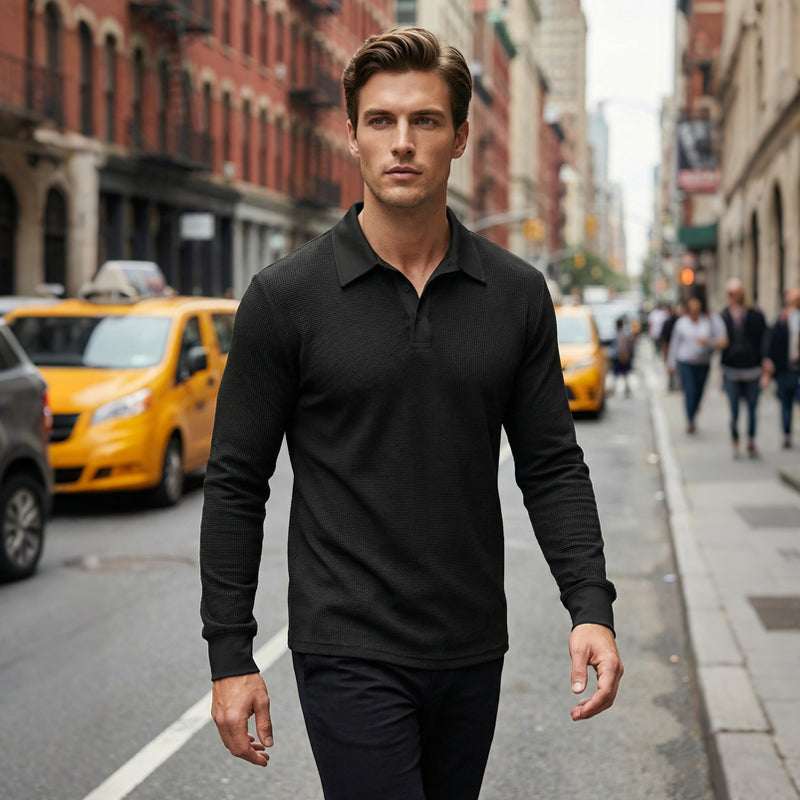 ⌛Limited-Time Offer-Men's Breathable Waffle Texture Collared Top