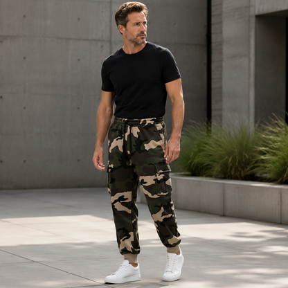 Men's Camouflage Drawstring Athletic Cargo Pants