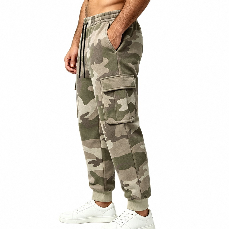 Men's Camouflage Drawstring Athletic Cargo Pants