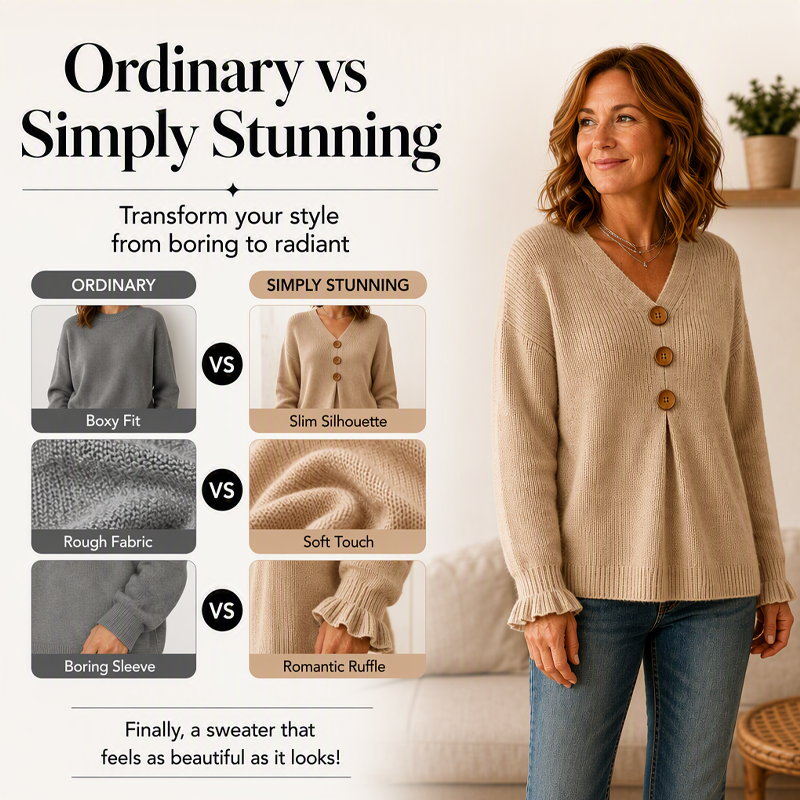 Women's V Neck Knit Sweater