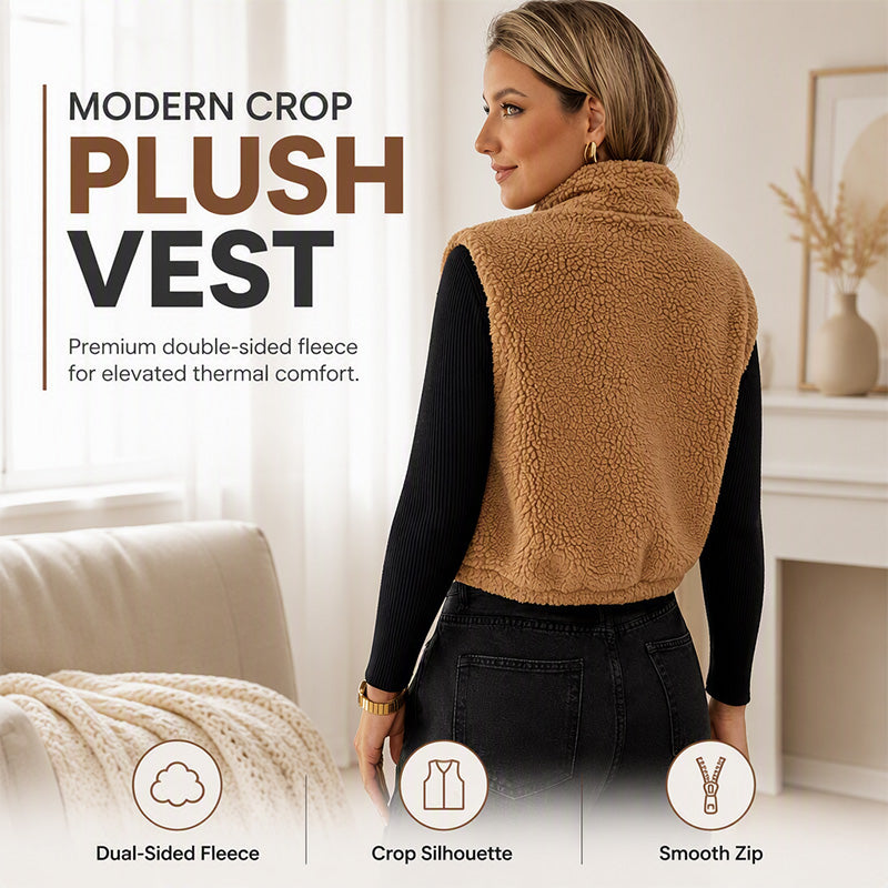 ❄️ Lightweight Warmth | Women's Stand-Collar Zip-Up Cropped Vest