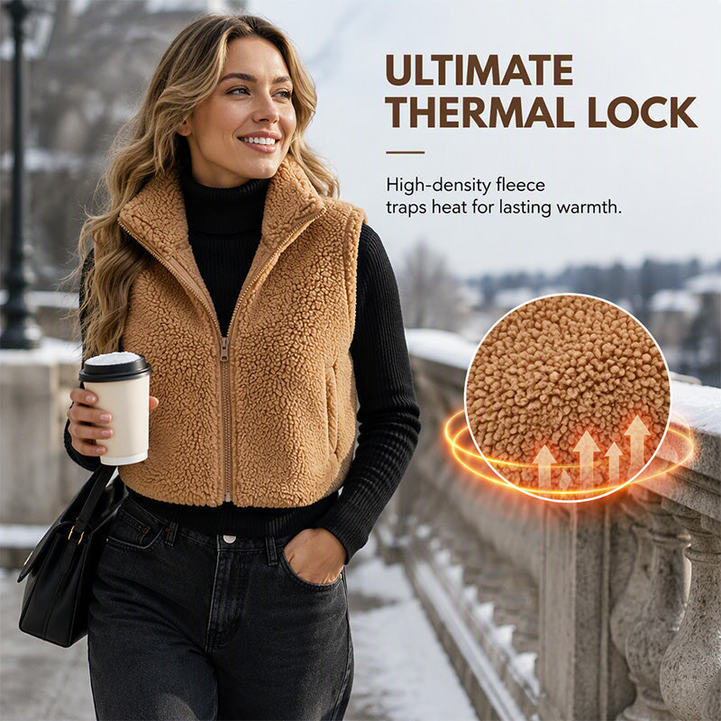 ❄️ Lightweight Warmth | Women's Stand-Collar Zip-Up Cropped Vest