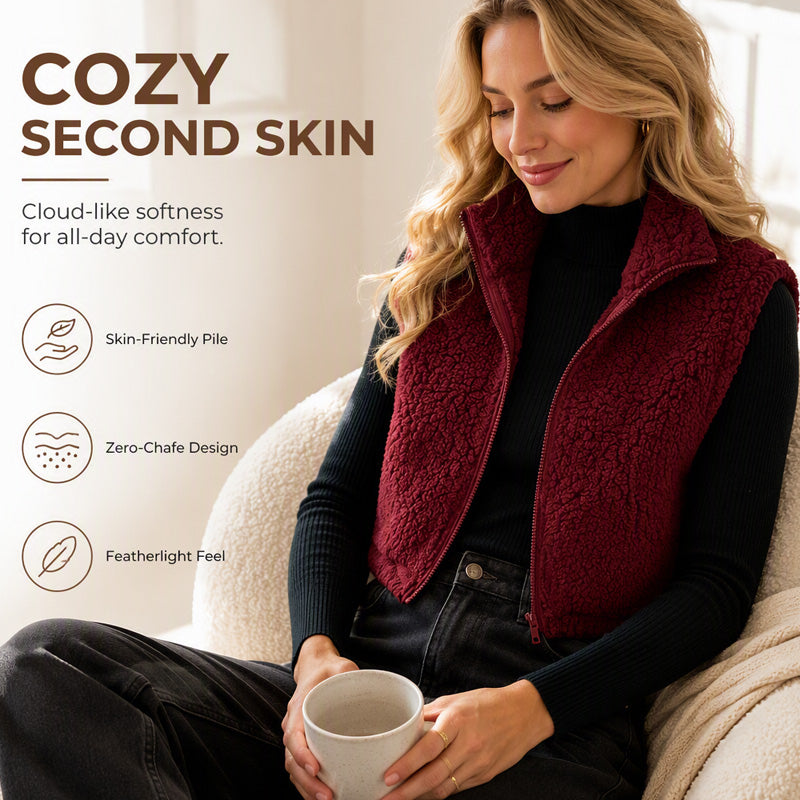 ❄️ Lightweight Warmth | Women's Stand-Collar Zip-Up Cropped Vest