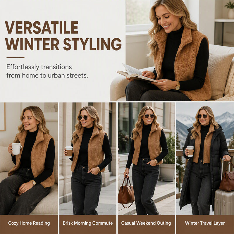 ❄️ Lightweight Warmth | Women's Stand-Collar Zip-Up Cropped Vest