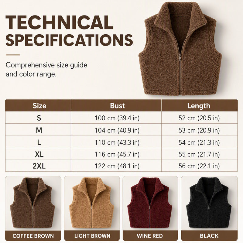 ❄️ Lightweight Warmth | Women's Stand-Collar Zip-Up Cropped Vest