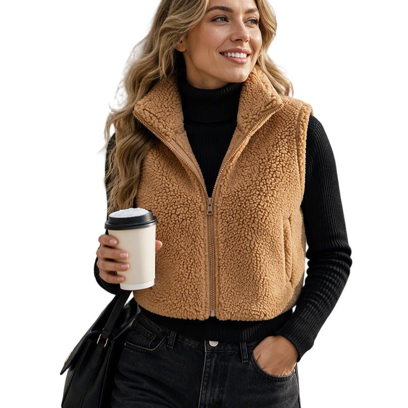 ❄️ Lightweight Warmth | Women's Stand-Collar Zip-Up Cropped Vest
