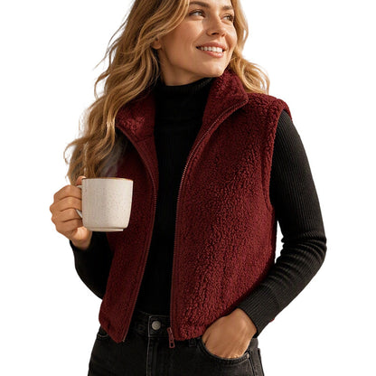❄️ Lightweight Warmth | Women's Stand-Collar Zip-Up Cropped Vest