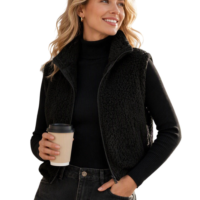 ❄️ Lightweight Warmth | Women's Stand-Collar Zip-Up Cropped Vest