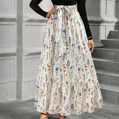 🌸 Flattering Elegance | Women's Floral Tie-Waist A-Line Maxi Dress