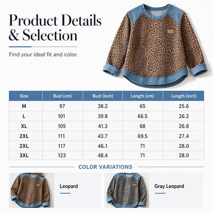 Women's Casual Crewneck Leopard Print Sweatshirt