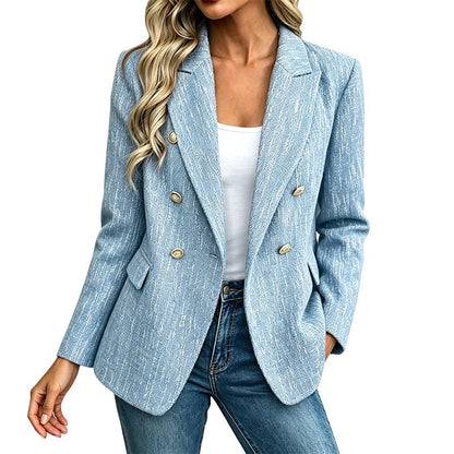 Women's Casual Double-Breasted Blazer Jacket