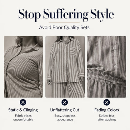 ✨ Effortless Everyday Style | Women's Striped Relaxed-Fit 2-Piece Set