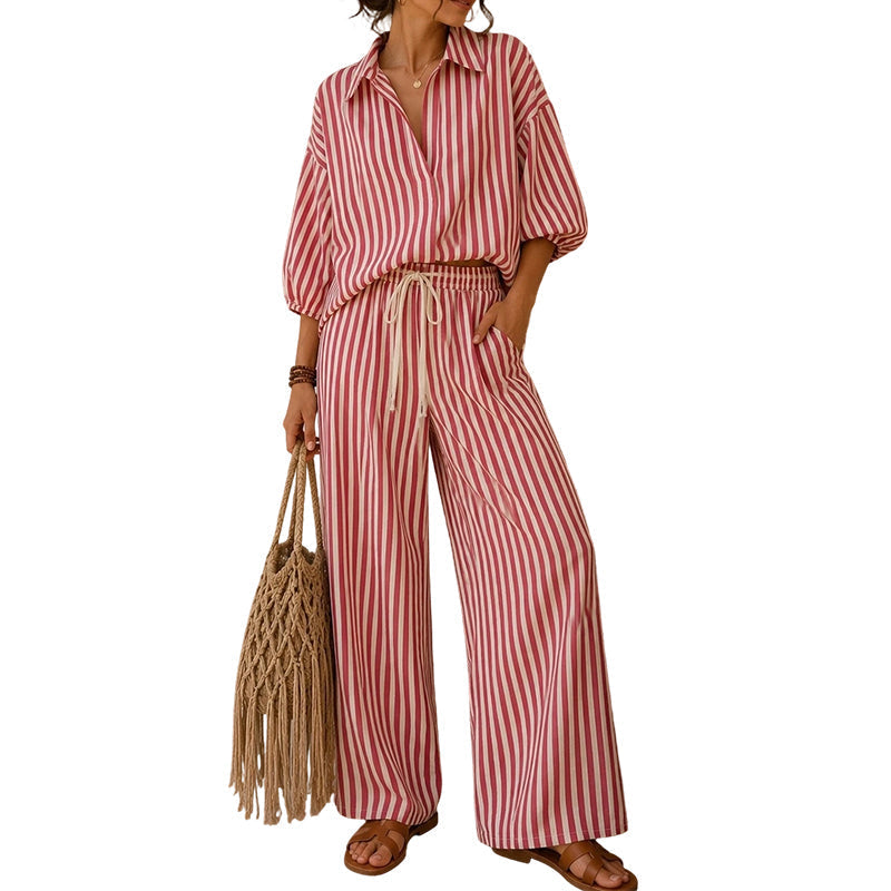 ✨ Effortless Everyday Style | Women's Striped Relaxed-Fit 2-Piece Set