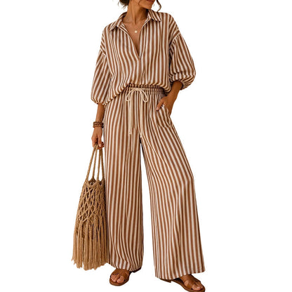 ✨ Effortless Everyday Style | Women's Striped Relaxed-Fit 2-Piece Set