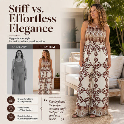 Women's Bohemian Print Smocked Jumpsuit