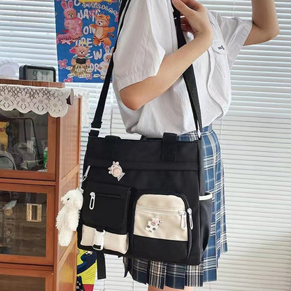 Cute Messenger Bag for Teen Girls with 2 Badges