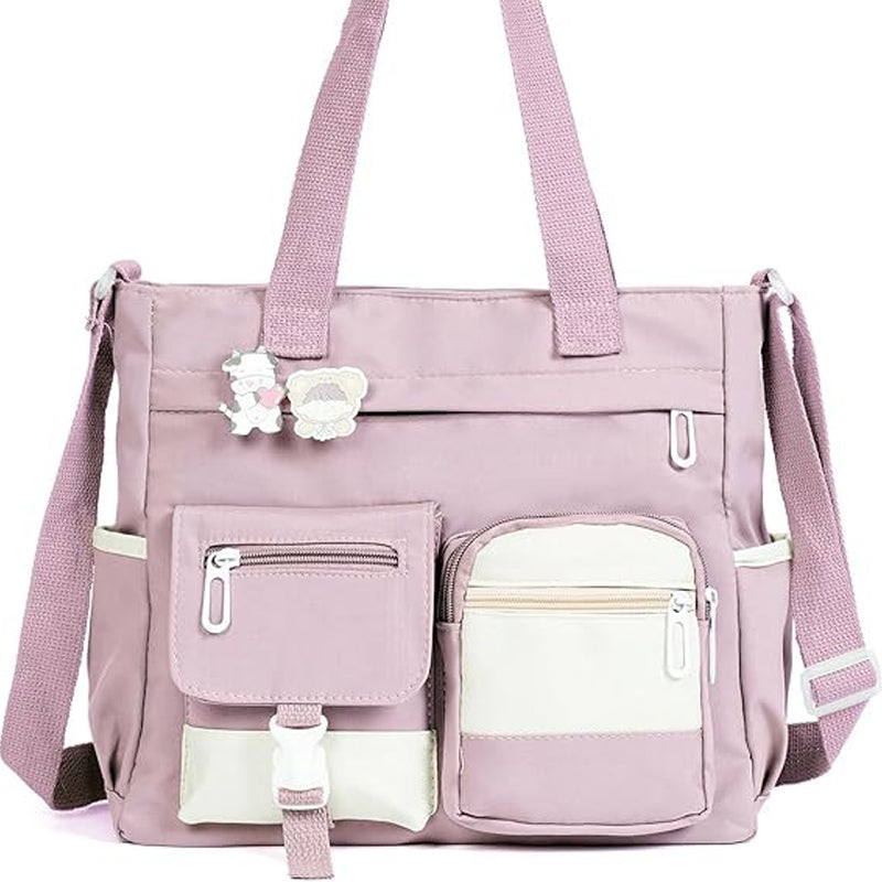 Cute Messenger Bag for Teen Girls with 2 Badges