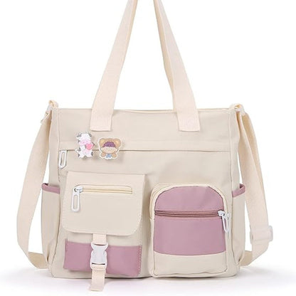 Cute Messenger Bag for Teen Girls with 2 Badges