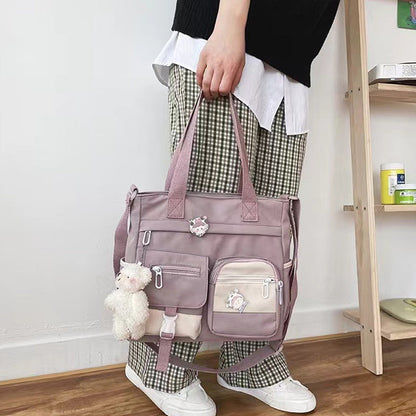 Cute Messenger Bag for Teen Girls with 2 Badges