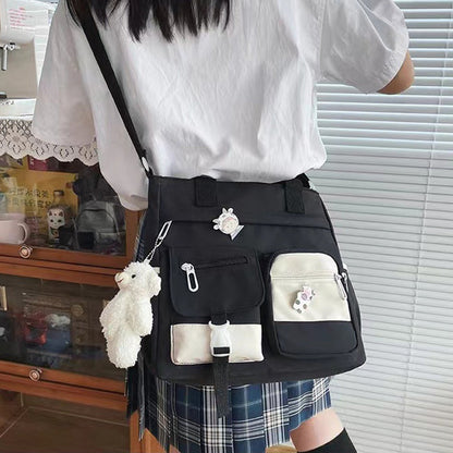 Cute Messenger Bag for Teen Girls with 2 Badges