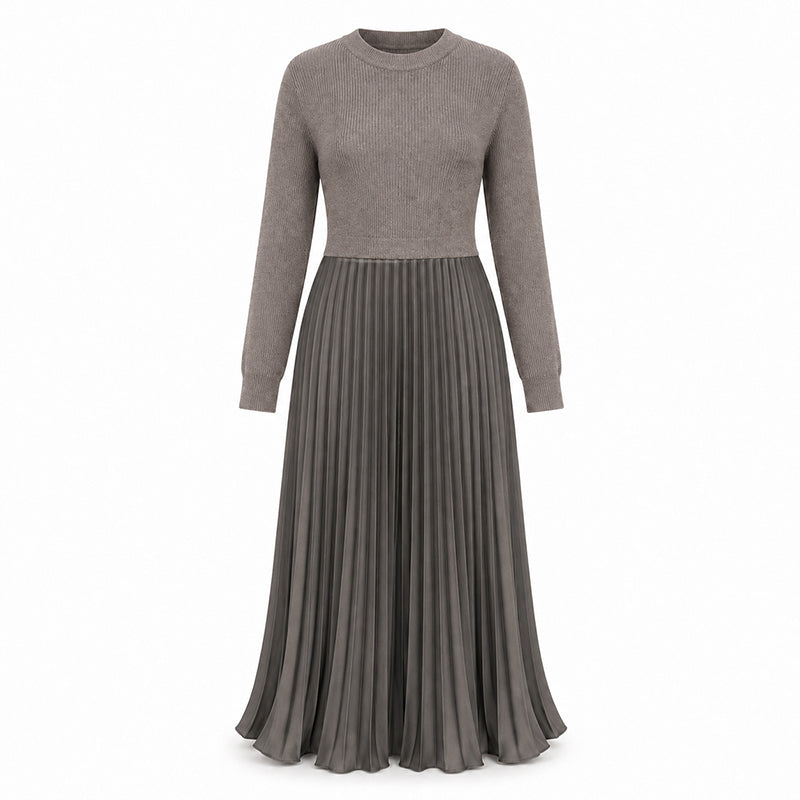 🌸LAST DAY SALE - 50% OFF!!✨ Effortless Elegance | Women's Pleated Round-Neck Maxi Dress 🌟