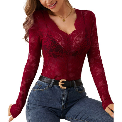 🌸 50% OFF NOW!  Women's Sexy V-Neck Floral Lace Top